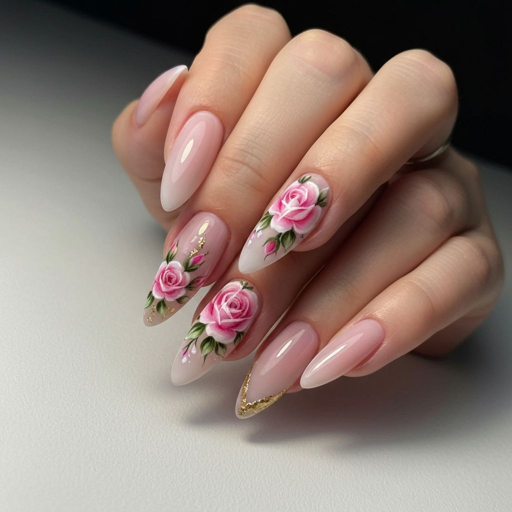 Floral nail art design