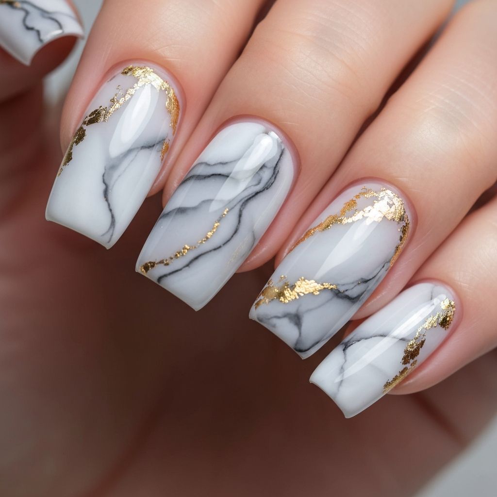 Marble effect nails